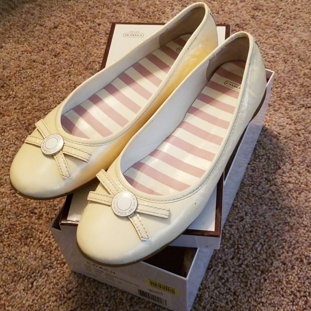 Coach patten leather ballet style shoes.